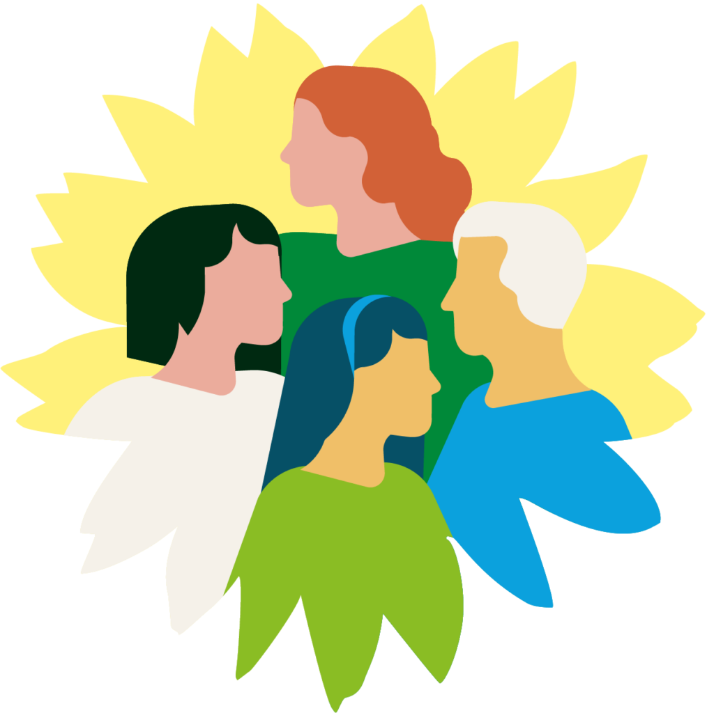 Sonnenblume mit 4 Menschen